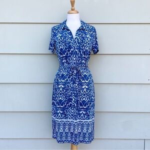 Blue & White Abstract Pattern Dress Mlle Gabrielle